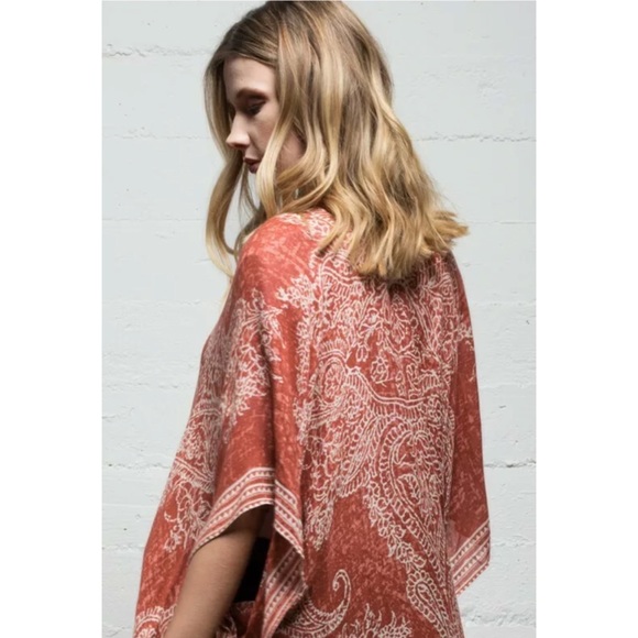 SOLD OUT Clay Paisley Boho Gypsy Open Kimono Wrap - Picture 7 of 8
